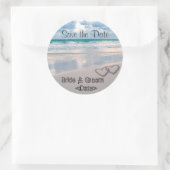De Namen van de Bride & van de Groom die in Zand w Ronde Sticker (Tas)