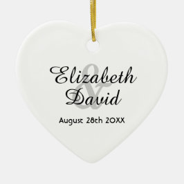 De namen van de bruiloft zijn wit keramisch ornament