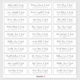 De Namen van de Gast van het huwelijk & Adres Eenv Sticker