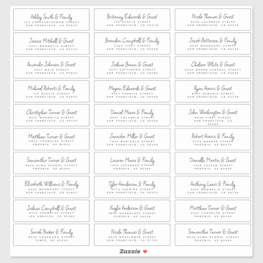 De Namen van de Gast van het huwelijk & Adres Mode Sticker (Vel)