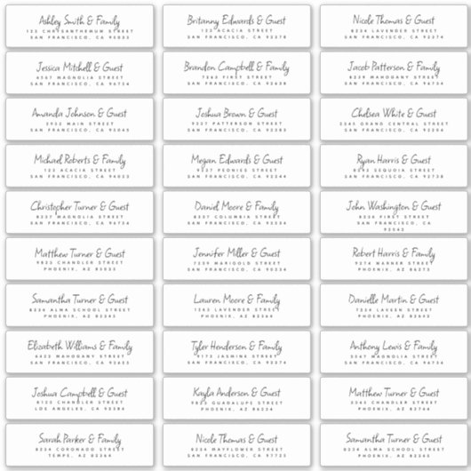 De Namen van de Gast van het huwelijk & Adres Mode Sticker (Voorkant)