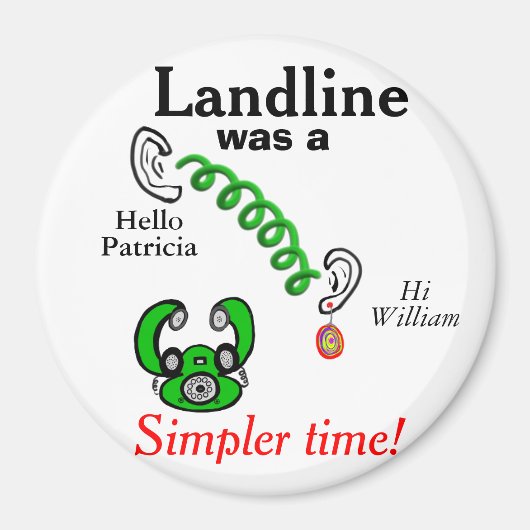 De namen van de Humor van de Landline Telefoon Magneet (Voorkant)