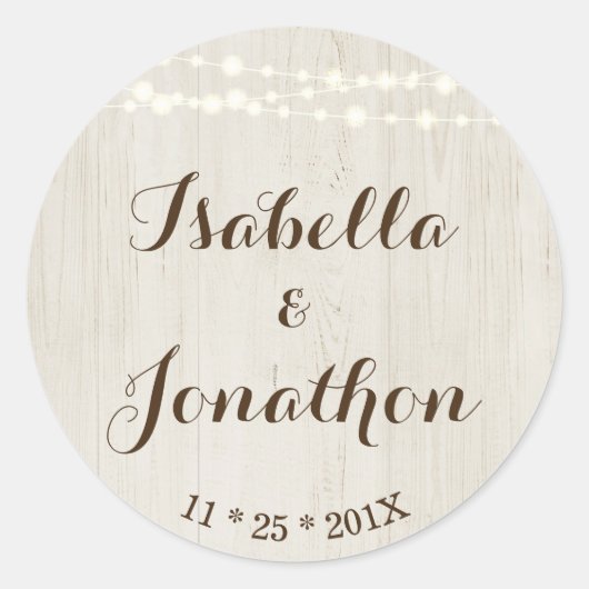 De namen van de paar aanpassen - Rustic Wedding Se Ronde Sticker (Voorkant)