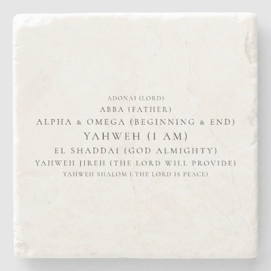 De namen van God Typografie Christelijk Stenen Onderzetter (Voorkant)