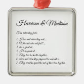 De namen van het Manuscript van de bruiloft Couple Metalen Ornament (Voorkant)