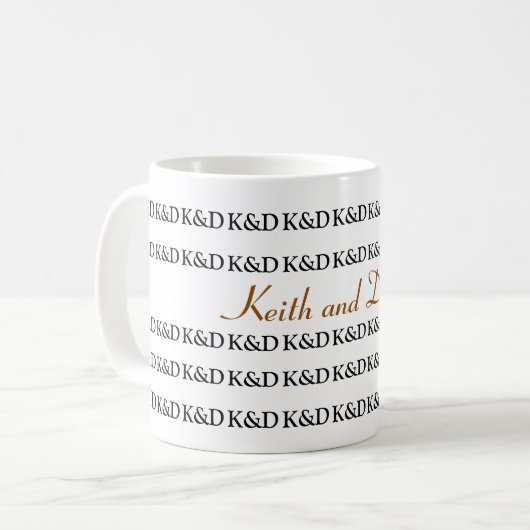 De namen van het paar gepersonaliseerd koffiemok (Voorkant links)