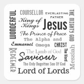 De namen van Jezus Manuscript Tekst Vierkante Sticker (Voorkant)