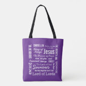 De namen van Jezus paarse Tote Bag (Achterkant)