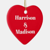 De namen van moderne rode harkoppels schattig keramisch ornament (Rechts)