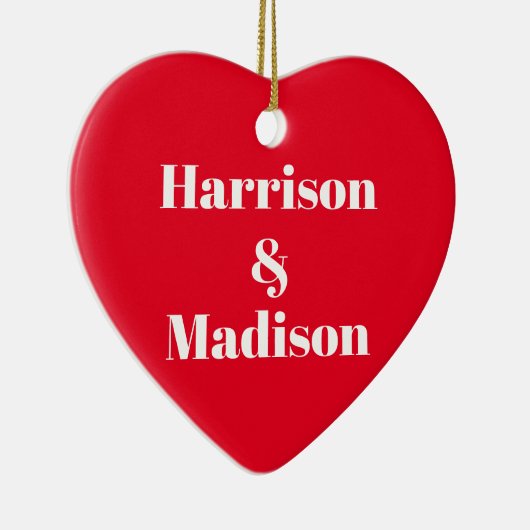 De namen van moderne rode harkoppels schattig keramisch ornament (Rechts)