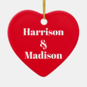 De namen van moderne rode harkoppels schattig keramisch ornament (Voorkant)