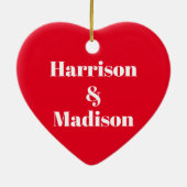 De namen van moderne rode harkoppels schattig keramisch ornament (Achterkant)