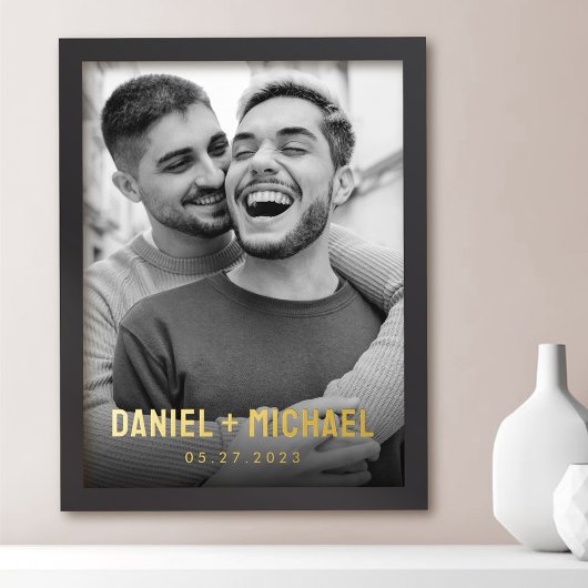 De namen van paren en datumfoto folie afdrukken