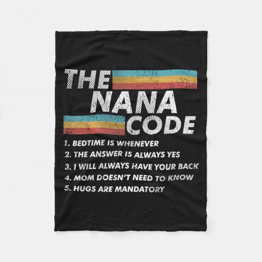 De Nana Code Grappige Gezelschap Regels Retro Fleece Deken (Voorkant)