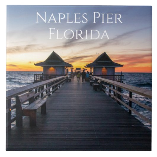 De Napels Pier in Florida zonsondergang Tegeltje (Voorkant)