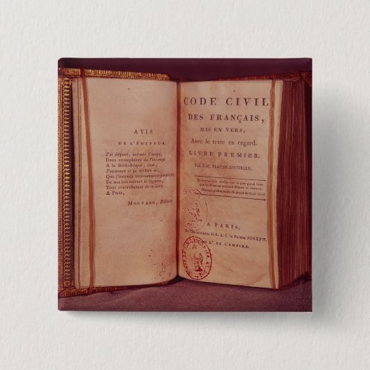 De Napoleontische code Vierkante Button 5,1 Cm (Voorkant)