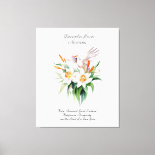 De Narcissus bloem met bloemenvogel in december Canvas Afdruk
