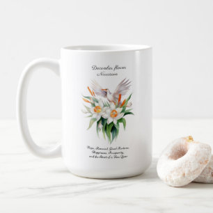 De Narcissus bloem met bloemenvogel in december Koffiemok