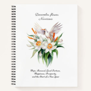 De Narcissus bloem met bloemenvogel in december Notitieboek
