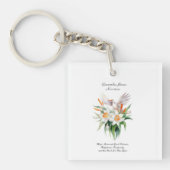 De Narcissus bloem met bloemenvogel in december Sleutelhanger (voorkant)