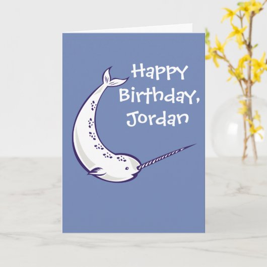 De narwal Gepersonaliseerde Kaart van de (Gele Bloem)