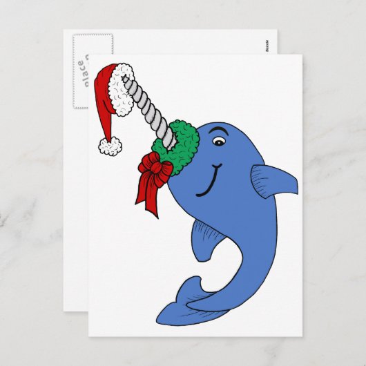 De narwal van Kerstmis Feestdagenkaart (Voorkant / Achterkant)