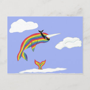 De Narwal van Ninja van de regenboog die vliegt Briefkaart