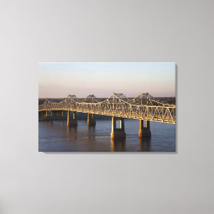 De Natchez-Vidalia-bruggen overspannen de Canvas Afdruk
