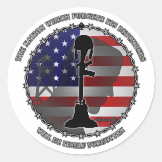 De natie die haar verdedigers vergeet ronde sticker (Voorkant)