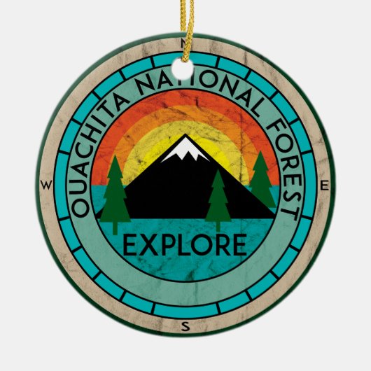 DE NATIONALE BOSBOUWARKANSAS-HOT VAN OUACHITA KERAMISCH ORNAMENT (Voorkant)