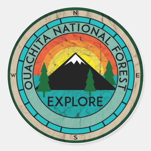 DE NATIONALE BOSBOUWARKANSAS-HOT VAN OUACHITA RONDE STICKER (Voorkant)