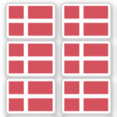 De nationale vlag van Denemarken roedel van 6 Sticker (Voorkant)