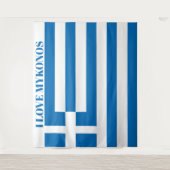 De nationale vlag van Griekenland Mykonos is extra Wandkleed (Voorkant)