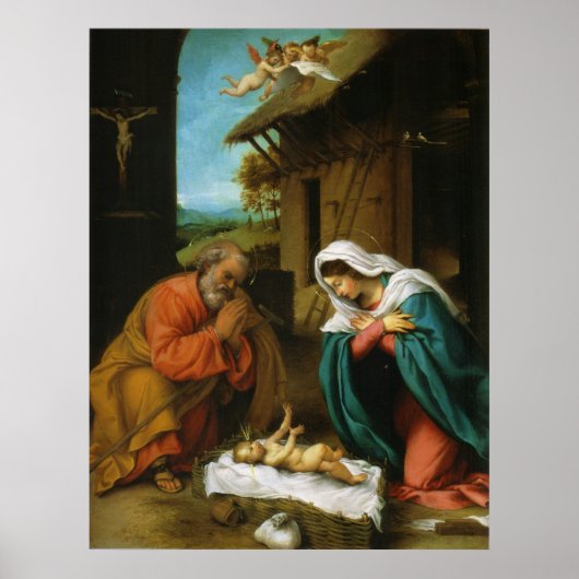 De nationaliteit Christi Geburt van Lorenzo Lotto Poster (Voorkant)