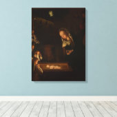 De nativiteit bij nacht (geboorte van Jezus, Kerst Canvas Afdruk (Insitu (Houten vloer))