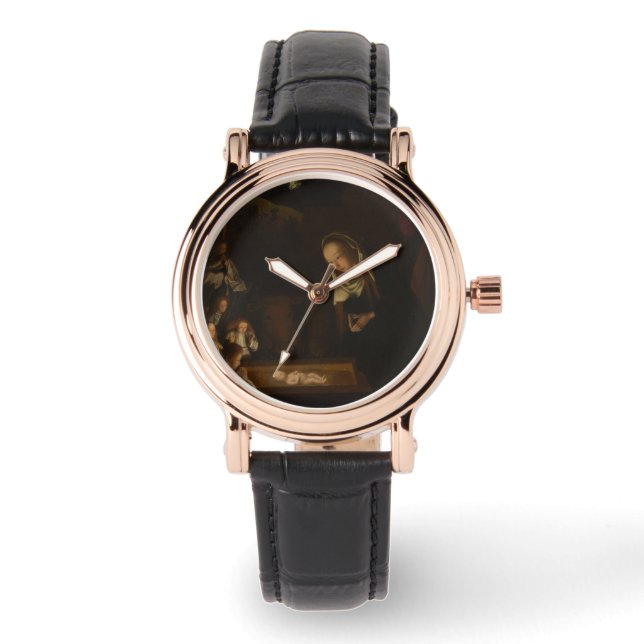 De nativiteit bij nacht (geboorte van Jezus, Kerst Horloge (Voorkant)