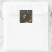 De nativiteit bij nacht vierkante sticker (Tas)