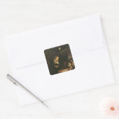 De nativiteit bij nacht vierkante sticker (Envelop)