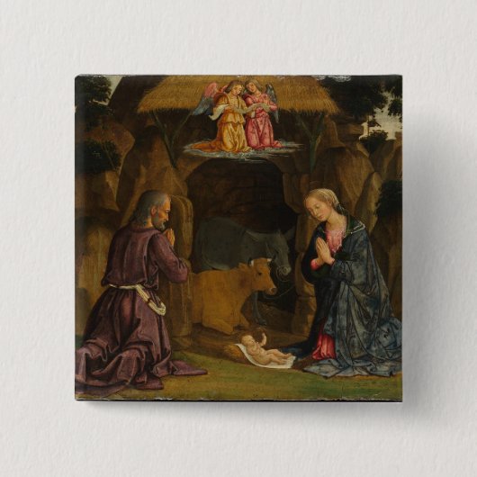 De nativiteit, jaren 1480 vierkante button 5,1 cm (Voorkant)