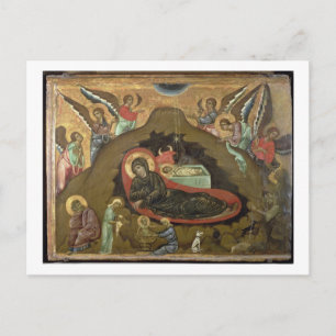De nativiteit (olie op het paneel) briefkaart