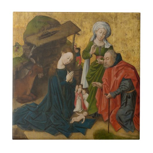 De nativiteit, ongeveer 1460 tegeltje (Voorkant)