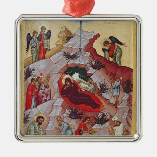 De nativiteit, Russisch icoon, 16e eeuw Metalen Ornament (Voorkant)