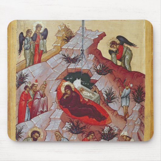 De nativiteit, Russisch icoon, 16e eeuw Muismat (Voorkant)