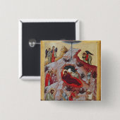 De nativiteit, Russisch icoon, 16e eeuw Vierkante Button 5,1 Cm (Voorkant /achterkant)