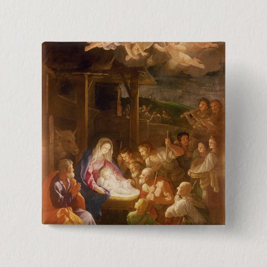 De nativiteit 's nachts, 1640 vierkante button 5,1 cm (Voorkant)
