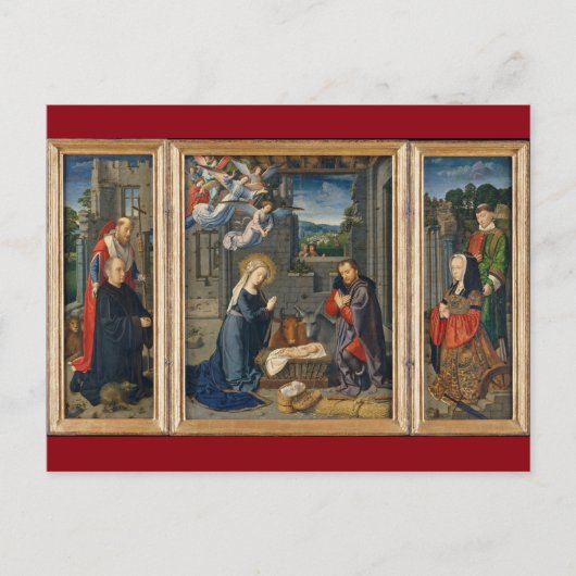 De nativiteitsscène mooie kerst in religie briefkaart (Voorkant)