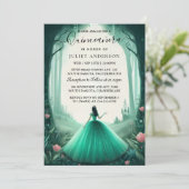 De Natuur boomheks betoverde bos Quinceanera Kaart (Staand voorkant)