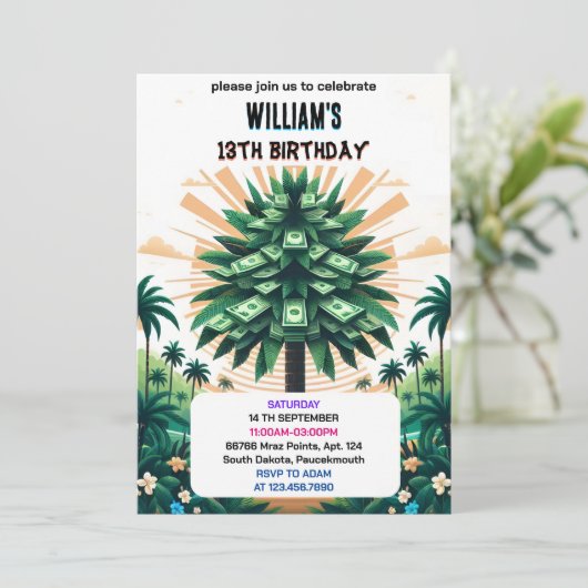 De Natuur Cool Cash Only Money Tree 13e verjaardag Kaart (Staand voorkant)