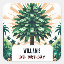 De Natuur Cool Cash Only Money Tree 13e verjaardag Vierkante Sticker