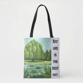 'De natuur is de beste kunst' Wilgenlandschap Tote Bag